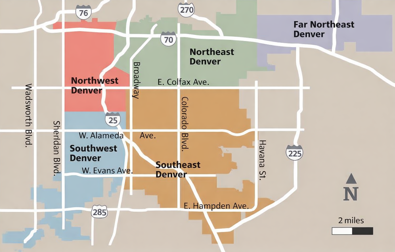 Northeast Denver map