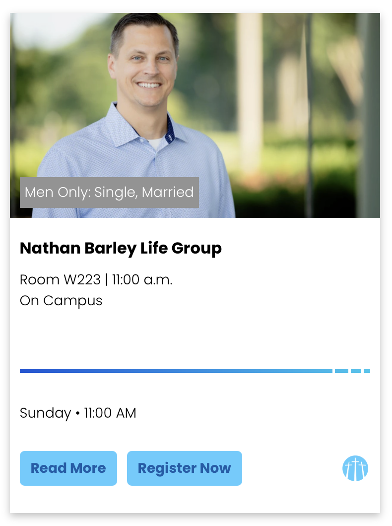 Nathan Barley Life Group Nathan Barley Life Group for men, Sundays at 11 a.m. in W223